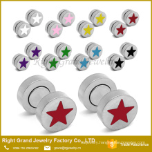 Hot Sale Customized Pink, Blue, Red, Black Star Magnetic Fake Earrings Plugs